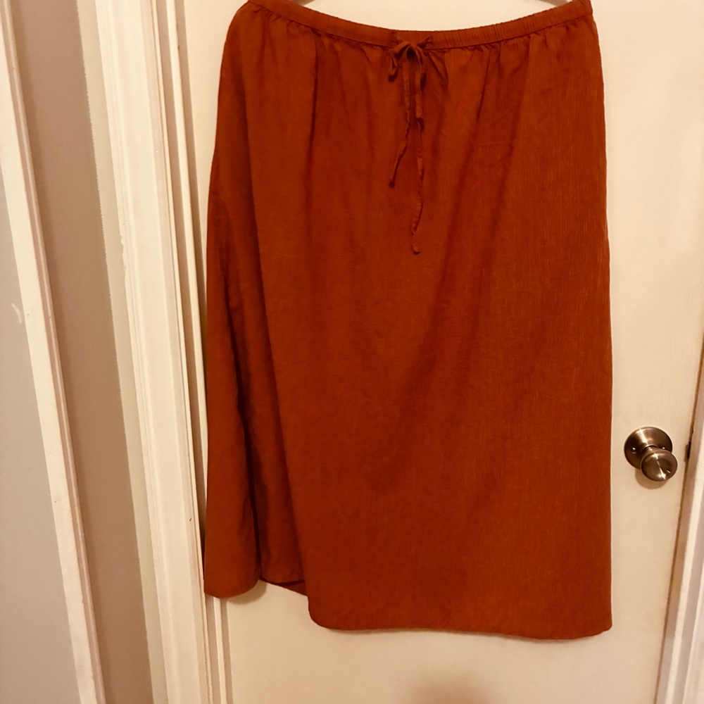 Universal Thread Rust A-Line Drawstring Midi Skirt